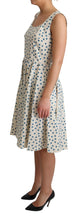 Beige Dotted Cotton A-Line Gown Dress Dolce & Gabbana