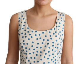 Beige Dotted Cotton A-Line Gown Dress Dolce & Gabbana