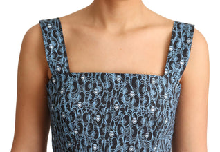 Blue Heart Cotton A-Line Stretch Dress Dolce & Gabbana