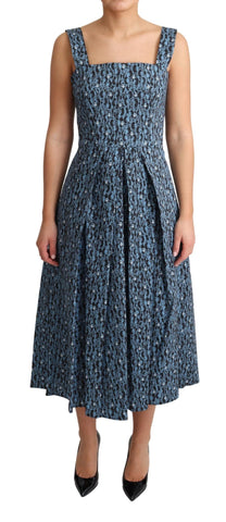 Blue Heart Cotton A-Line Stretch Dress Dolce & Gabbana