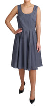 Blue Polka Cotton A-Line Stretch Dress Dolce & Gabbana