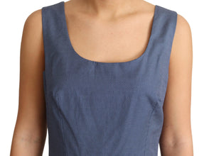 Blue Polka Cotton A-Line Stretch Dress Dolce & Gabbana