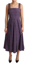Purple Striped Cotton A-Line Stretch Dress Dolce & Gabbana