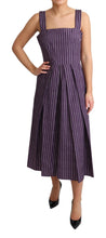 Purple Striped Cotton A-Line Stretch Dress Dolce & Gabbana