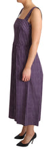 Purple Striped Cotton A-Line Stretch Dress Dolce & Gabbana