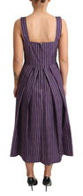 Purple Striped Cotton A-Line Stretch Dress Dolce & Gabbana