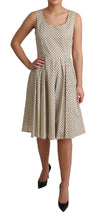 Beige Polka Dotted Cotton A-Line Dress Dolce & Gabbana