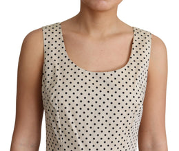 Beige Polka Dotted Cotton A-Line Dress Dolce & Gabbana