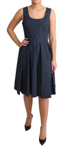 Blue Polka Dotted Cotton A-Line Dress Dolce & Gabbana