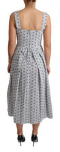 Blue White Floral Cotton A-Line Dress Dolce & Gabbana