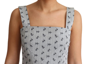 Blue White Floral Cotton A-Line Dress Dolce & Gabbana