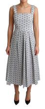 Blue White Floral Cotton A-Line Dress Dolce & Gabbana