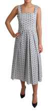 Blue White Floral Cotton A-Line Dress Dolce & Gabbana