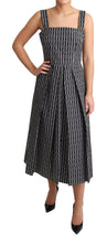 Black White Pattern Cotton A-Line Dress Dolce & Gabbana