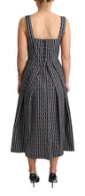 Black White Pattern Cotton A-Line Dress Dolce & Gabbana