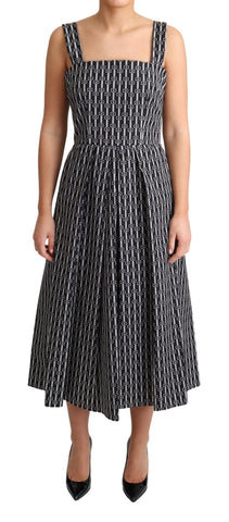 Black White Pattern Cotton A-Line Dress Dolce & Gabbana
