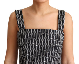 Black White Pattern Cotton A-Line Dress Dolce & Gabbana