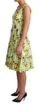 Yellow Floral Cotton Stretch Gown Dress Dolce & Gabbana
