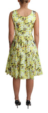 Yellow Floral Cotton Stretch Gown Dress Dolce & Gabbana