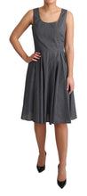 Black Polka Dotted Cotton A-Line Dress Dolce & Gabbana