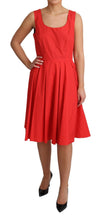 Red Polka Dotted Cotton A-Line  Dress Dolce & Gabbana