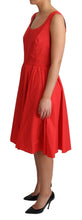 Red Polka Dotted Cotton A-Line  Dress Dolce & Gabbana