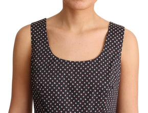 Black Floral Cotton A-Line Stretch Dress Dolce & Gabbana