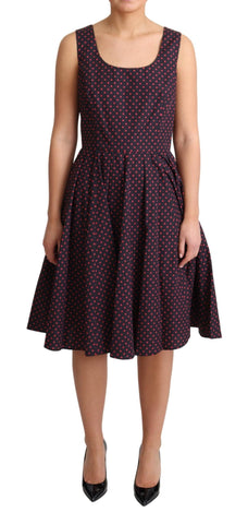 Red Blue Polka Cotton A-Line Gown Dress Dolce & Gabbana