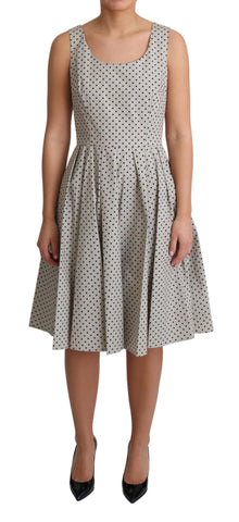 Beige Polka Dotted Cotton A-Line Dress Dolce & Gabbana