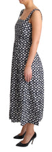 Blue Geometric Cotton A-Line Gown Dress Dolce & Gabbana