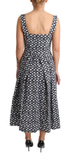 Blue Geometric Cotton A-Line Gown Dress Dolce & Gabbana