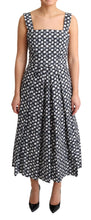 Blue Geometric Cotton A-Line Gown Dress Dolce & Gabbana