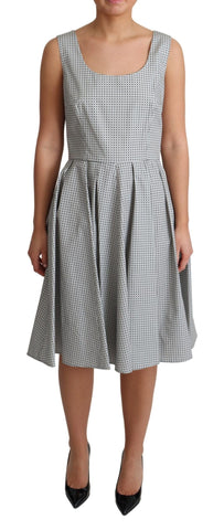 Gray Polka Dotted Cotton A-Line Dress Dolce & Gabbana