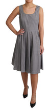 Blue Beige Geometric Cotton A-Line Dress Dolce & Gabbana