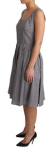 Blue Beige Geometric Cotton A-Line Dress Dolce & Gabbana