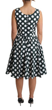 Green Polka Dotted Cotton A-Line Dress Dolce & Gabbana