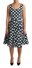 Green Polka Dotted Cotton A-Line Dress Dolce & Gabbana