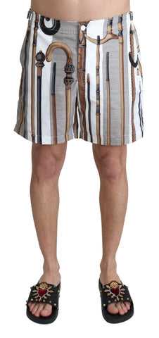 White Walking Stick Beachwear Shorts Swimshorts Dolce & Gabbana