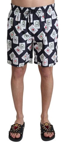 Black Card Deck Print Beachwear Swimshorts Dolce & Gabbana