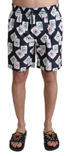 Black Card Deck Print Beachwear Swimshorts Dolce & Gabbana