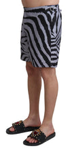 Gray Zebra Print Beachwear Shorts Dolce & Gabbana