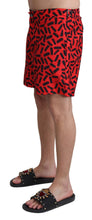 Red Patterned Beachwear Shorts Swimwear Dolce & Gabbana