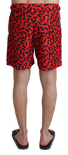 Red Patterned Beachwear Shorts Swimwear Dolce & Gabbana