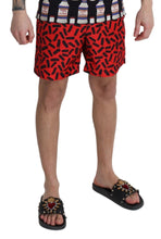 Red Patterned Beachwear Shorts Swimwear Dolce & Gabbana