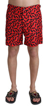 Red Patterned Beachwear Shorts Swimwear Dolce & Gabbana