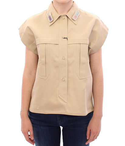 Beige Sleeveless Blouse Top Andrea Incontri