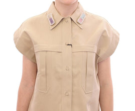 Beige Sleeveless Blouse Top Andrea Incontri