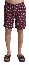Maroon Hats Print Beachwear Shorts Swimwear Dolce & Gabbana
