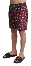 Maroon Hats Print Beachwear Shorts Swimwear Dolce & Gabbana