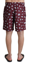 Maroon Hats Print Beachwear Shorts Swimwear Dolce & Gabbana